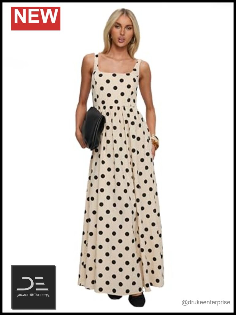 Maxi Dress Square Neck Pleated Waist Lined Bust 100% Cotton